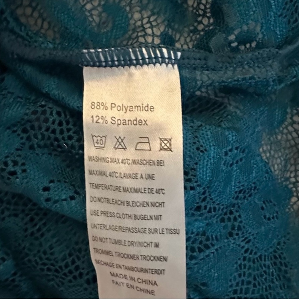 Women’s Sexy Teal Blue Lace One Piece Lingerie Bodysuit With Bows Size Small - Picture 6 of 6